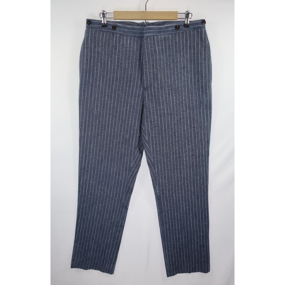Double RRL Ralph Lauren Slim Striped Herringbone Suit Trousers Buckle Back 34